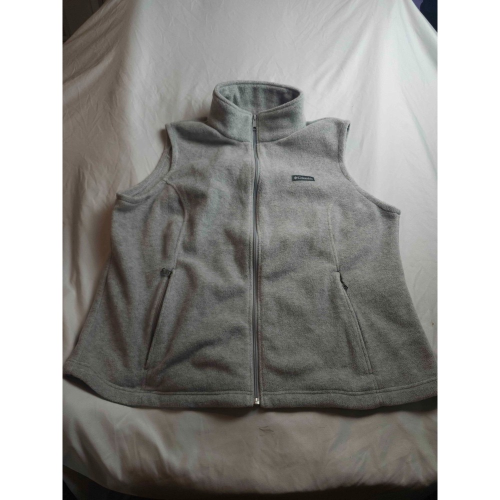 Columbia Benton Springs Fleece Vest Womens Size 2X Heather Gray Full Zip Outdoor